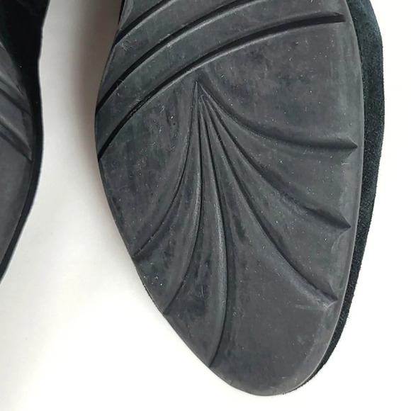 Pas de Rouge Black Suede Wedge Cross Over Strap Pumps Size 37.5 - Picture 10 of 15